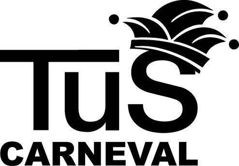 Logo der Gruppe TuS Carneval mit stilisierten Krone-Elementen in Schwarz auf weißem Hintergrund.