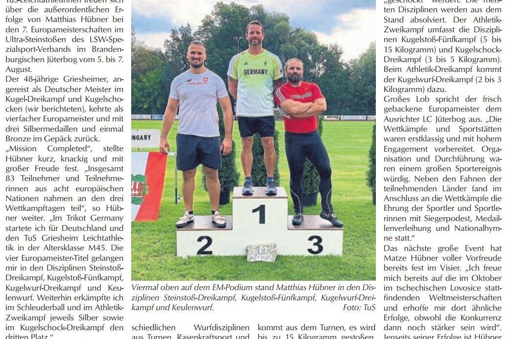 Matthias Hübner Europameister Matthias Hübner Europameister