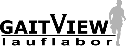 Logo des Lauflabors „GAIT VIEW“ mit der Silhouette eines laufenden Sportlers.