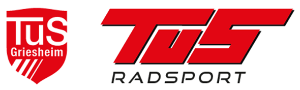 Logo der TuS Griesheim und TOS Radsport nebeneinander, beide in roter Schrift auf weißem Hintergrund.