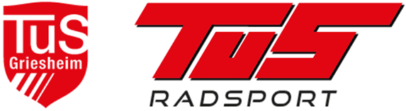 Logo der TuS Griesheim und TOS Radsport nebeneinander, beide in roter Schrift auf weißem Hintergrund.