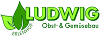 Logo von Ludwig Obst & Gemüsebau mit grünen Blättern und Schriftzug auf weißem Hintergrund.