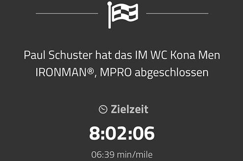 Information über Paul Schuster, der den IRONMAN® in Kona mit einer Zeit von 8:02:06 abgeschlossen hat.