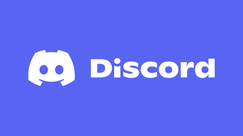 Logo von Discord auf lila Hintergrund, bestehend aus einem stilisierten Gesicht und dem Schriftzug "Discord".