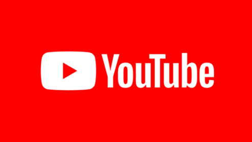 Logo von YouTube mit rotem Hintergrund, Play-Symbol und der Schrift „YouTube“ in Weiß.