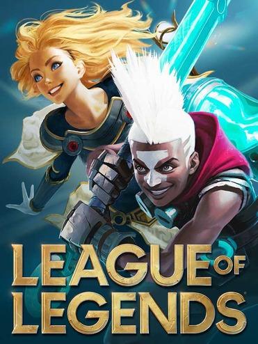 Zwei Helden aus „League of Legends“ posieren dynamisch, einer führt ein Schwert, der andere lächelt.