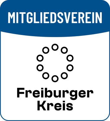 Logo des Freiburger Kreises mit dem Schriftzug „MITGLIEDSVERVEIN“ oben und einer kreisförmigen Anordnung von Punkten.
