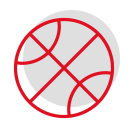 Grafische Darstellung eines Basketballs auf rotem und schwarzem Hintergrund.