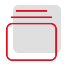 Rot-schwarzes Logo eines digitalen Geräts mit stilisiertem Bildschirm und roten Elementen auf dunklem Hintergrund.